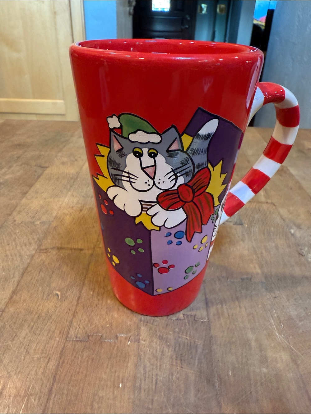 Catzilla Cat Christmas Holiday Ceramic Mug Coffee Cup by Candace 2003